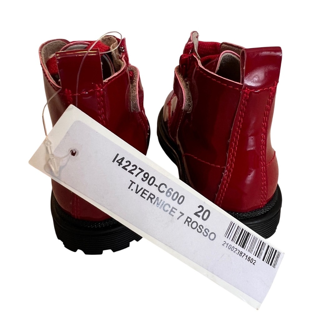 Nero Giardini Junior Red Patent Leather Combat‎ Boots Toddler Baby Size 20 4.5 - Picture 4 of 6